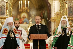 Metropolitan Laurus of ROCOR, Vladimir Putin, and Patriarch Alexey II of the Moscow Patriarchate
