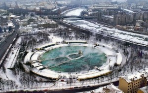 an aerial picture of the old Moscow Pool